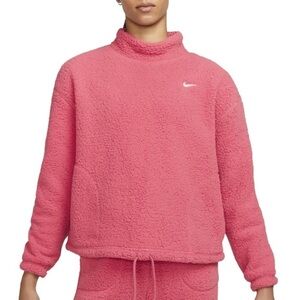 Nike Therma-Fit Fleece Training Sweatshirt in Pink Gypsy Rose Sherpa Woman’s Med